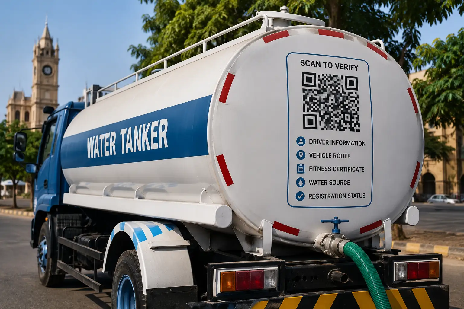 Digital barcode verification for Karachi water tankers